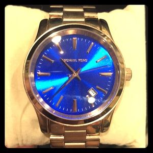 Michael Kors watch- rose gold- royal blue face